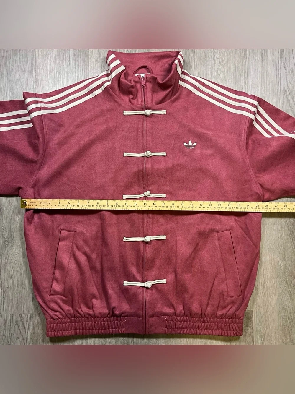 Adidas Men’s Burgundy Chinese Track Jacket with White Trim